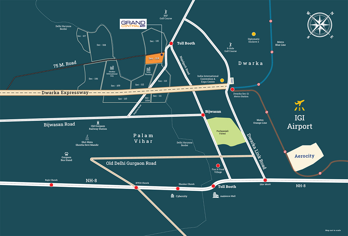 Spaze Grand Central 114 Location Map